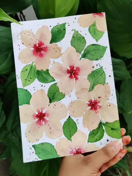 A full view of my watercolor floral painting. Using 100% cotton paper really helps with controlling the water and getting vibrant colors.