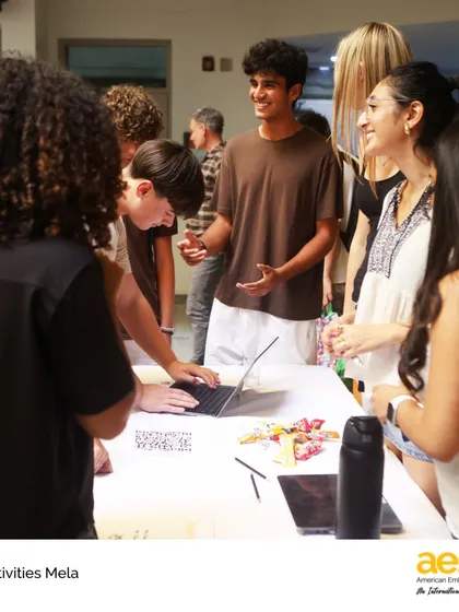 Smiles and lively discussions fill the atrium during the High School Activities Mela. It’s a fantastic opportunity for students to connect, sign up for clubs, and plan their year of engagement beyond the classroom.