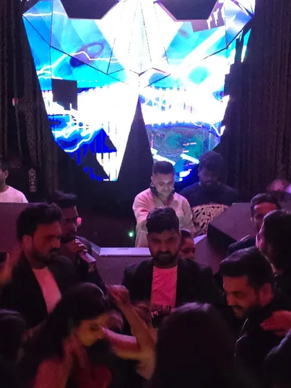 The unique DJ booth at Mansion, Sahara Star, during a cocktail party. Themed venues provide a great backdrop for an epic night of music and dancing.