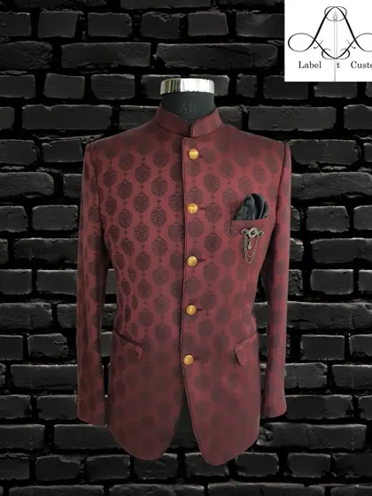 Every gentleman deserves to look his best. This maroon patterned Jodhpuri is a perfect example of clothing for every occasion, worn by gentlemen.