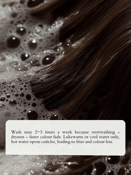 A key tip for color-treated hair: wash a maximum of 2-3 times a week with lukewarm water to prevent dryness and color fade.
