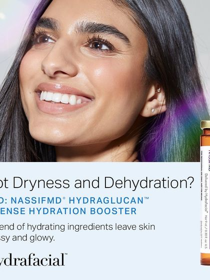 If you have dryness and dehydration, we recommend the NassifMD Hydraglucan Intense Hydration Booster. This blend of hydrating ingredients leaves skin glossy and glowing.