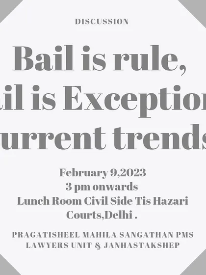 I firmly believe in the legal principle that 'Bail is the rule, Jail is the exception'. I actively participate in and promote discussions on the current trends in bail law to ensure personal liberty is protected.