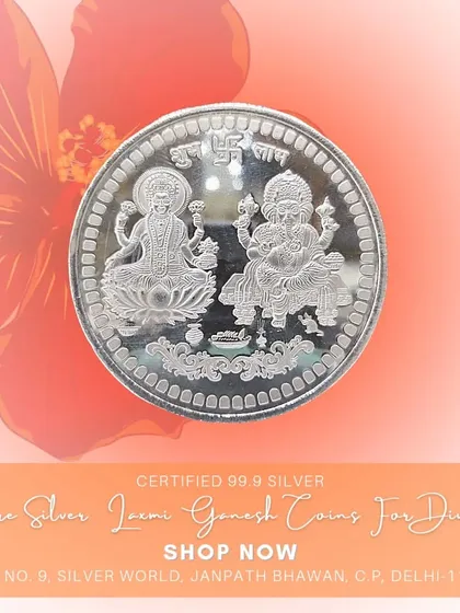 A detailed close-up of a 99.9 pure silver coin, highlighting the clarity of the Lakshmi and Ganesh figures. The 'Shubh Labh' inscription and the polished finish reflect my commitment to quality craftsmanship.