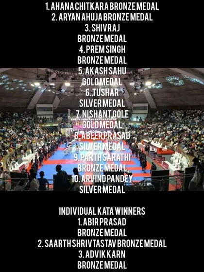 A list of our medal winners from the India Open International Karate Championship 2023. A proud achievement for the entire academy.