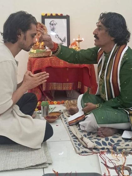 Receiving blessings from my Guruji on Guru Poornima. The Guru-Shishya Parampara, or the tradition of passing knowledge from teacher to student, is the bedrock of classical arts.