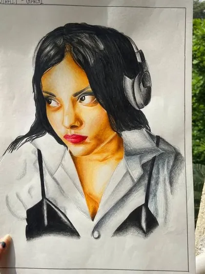 A custom portrait I created using colored pencils. I focus on capturing the details and personality of the subject, making it a truly personal piece of art. If you're looking for a realistic portrait drawing, this is a great example.
