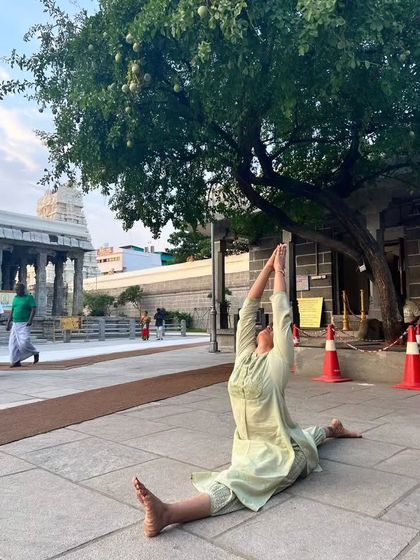 Happy New Year. I hope this year is filled with positive intent and genuine happiness. Here I am starting the year with a stretch at a temple, finding peace in a sacred space.