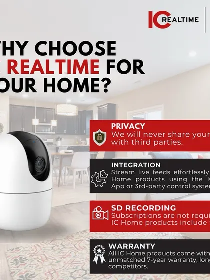 A summary of why we choose IC Realtime for home installations. Key factors include a commitment to privacy, seamless integration with control systems, subscription-free SD card recording, and an unmatched 7-year warranty.
