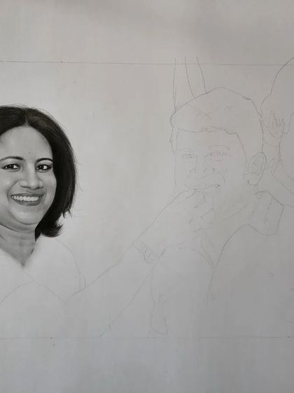 A progress shot of the tribute portrait.