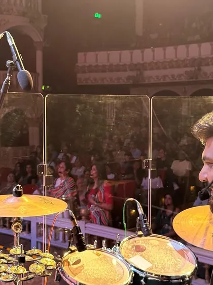 A view from the drummer's seat, looking out at the audience at the Royal Opera House. An electrifying experience for everyone involved.