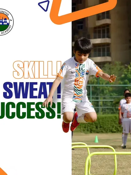 Skill, Sweat, Success! A young player jumps over hurdles, building the athletic ability required to excel in football.