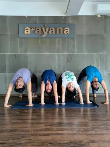 Are you ready for our 30-day Chakrasana journey? This image shows our community coming together to open their hearts and energize their spines in Wheel Pose.