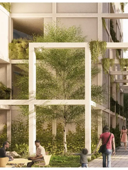 The interconnected walkways and green spaces of Pixel Housing create a pedestrian-friendly environment that encourages exploration and social interaction.