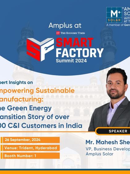 An announcement for our VP, Mahesh Shetty, speaking at the Smart Factory Summit on empowering sustainable manufacturing, sharing insights from our work with over 300 C&I customers.