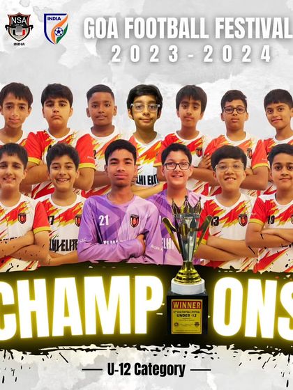 Our U-12 team after being crowned champions of the Goa Football Festival 2023-2024.