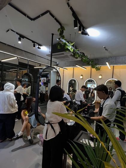 A busy day at the salon, with our team working together to create beautiful hair for our clients.