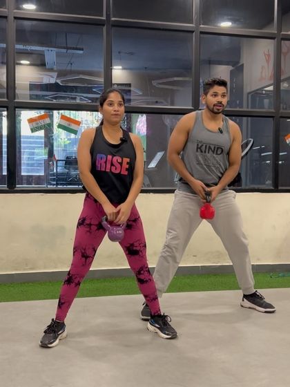 The kettlebell sumo squat is another great exercise we use to target the inner thighs and glutes for a complete lower body workout.