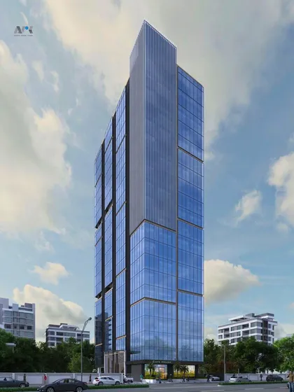 Another view of the BLA Business Park render. The design emphasizes clean lines and a powerful vertical presence, creating a landmark commercial tower.