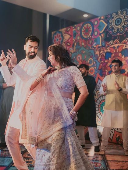 The couple sharing a dance at their Mehendi. We plan for these moments of connection amidst the celebration.