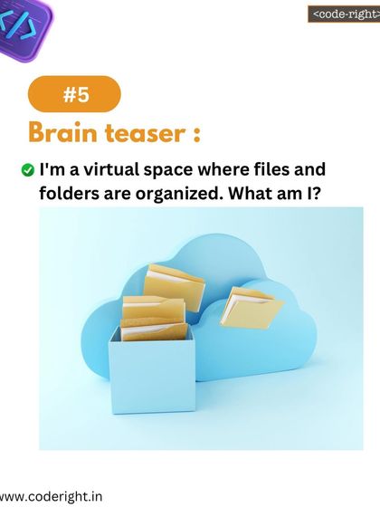 Brain Teaser: I'm a virtual space where files and folders are organized. What am I? This puzzle explains the concept of a file system or cloud storage.