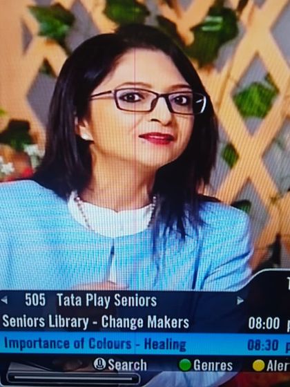 Another still from my interview on Tata Sky Seniors, talking about how writing is satisfying, but marketing makes all the difference.