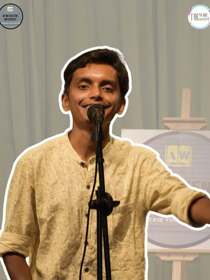 The joy of performance shines through in this artist's smile.