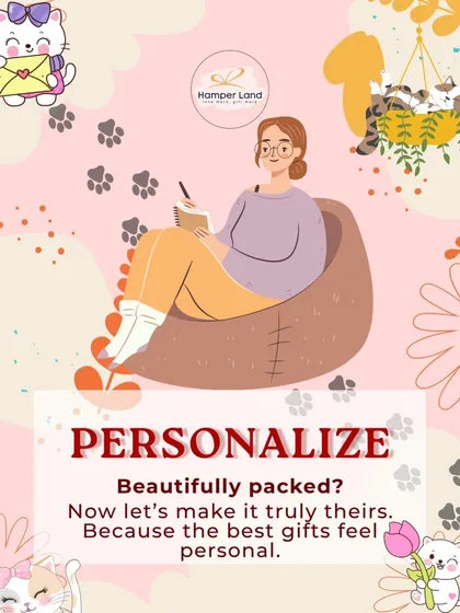 The best gifts feel personal. This graphic explains my focus on personalization, from custom mugs and name tags to heartfelt notes that make your gift truly one-of-a-kind.