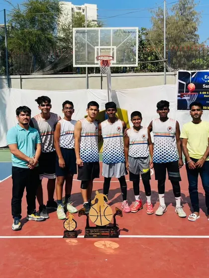 Our U17 boys' team celebrating their victory in the 5x5 basketball tournament. Moments like these are the result of hard work and great teamwork.