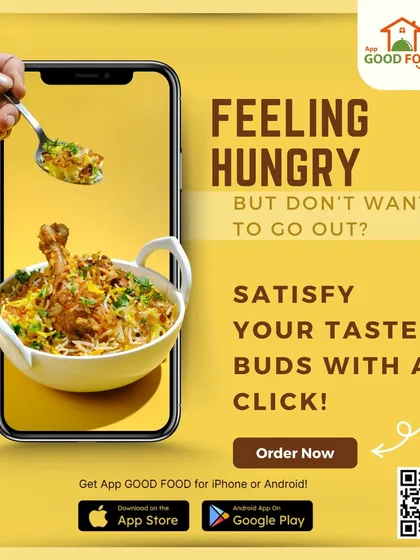Feeling hungry but don't want to go out? Satisfy your taste buds with a click. Our app brings the restaurant experience home with dishes like this delicious chicken biryani.