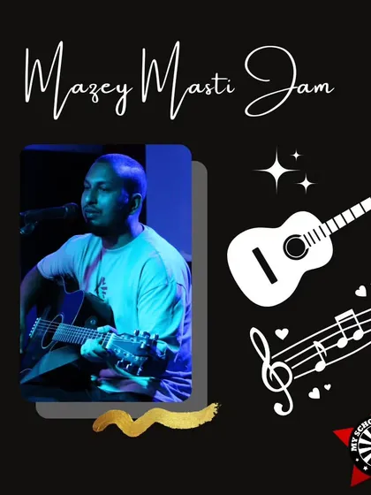 A guitarist enjoying the jam session. It's a place for players of all levels to come together and create music.
