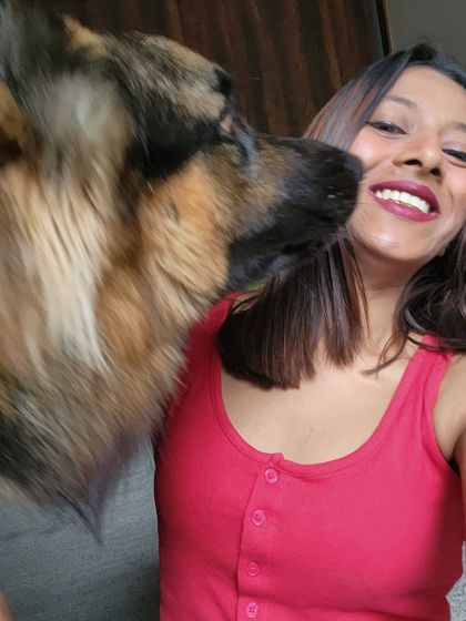 A sweet kiss from Spartan. These moments of affection are earned through a relationship of mutual respect and understanding.