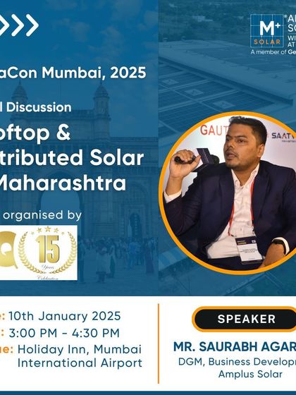 Our DGM of Business Development, Saurabh Agarwal, will join a panel at SuryaCon Mumbai to discuss challenges and opportunities in rooftop and distributed solar in Maharashtra.