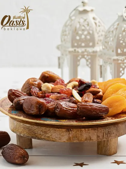 We are ready for your Eid celebration with power-packed dates and nuts. This rustic platter is perfect for sharing with family and friends during Iftar.