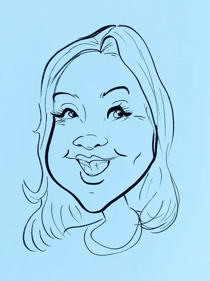 Another caricature I love. This one has a simple, clean style that focuses on her friendly expression.