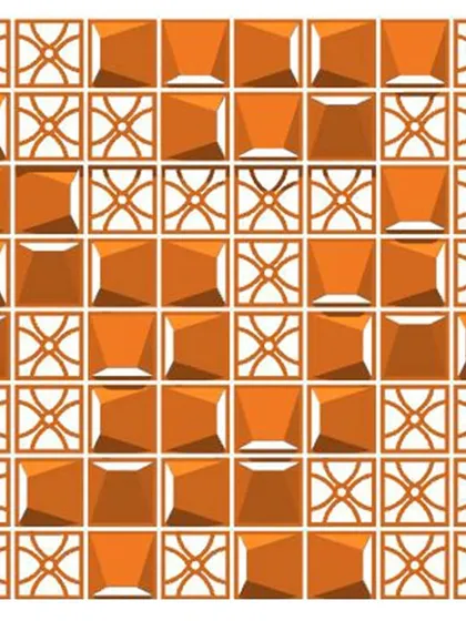 A third variation of the terracotta block pattern, demonstrating the versatility of this simple material. This exploration of pattern is key to our facade design process, allowing us to create a unique visual identity for each building while using cost-effective and sustainable materials.