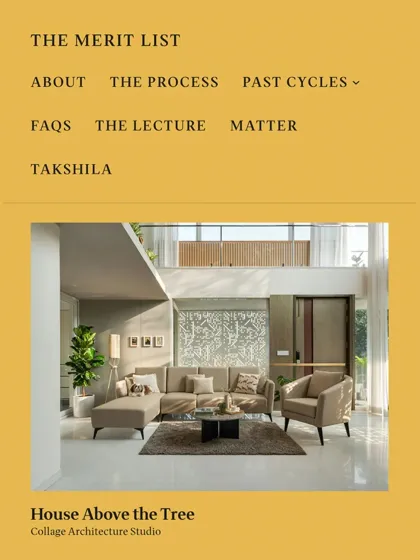 A screenshot of the 'House Above the Tree' feature on The Merit List's official platform. It is always rewarding to see our projects recognized by our peers.