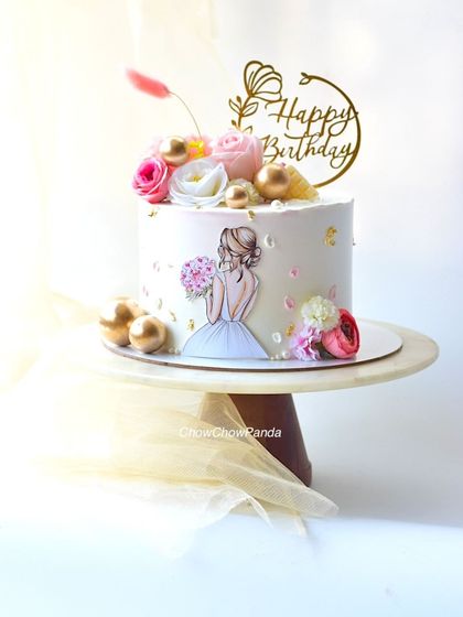 Another view of this elegant birthday cake, perfect for someone special.