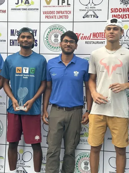 Our doubles pair Sajal and Ricky as finalists at the AITA 1 Lac Men's Doubles in Dhanbad after a very close match.