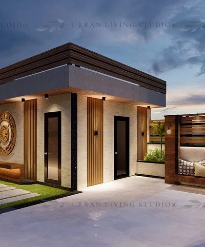 Another view from our Punjabi Bagh design, showing the relationship between different architectural elements and seating areas, ensuring a cohesive and functional layout.