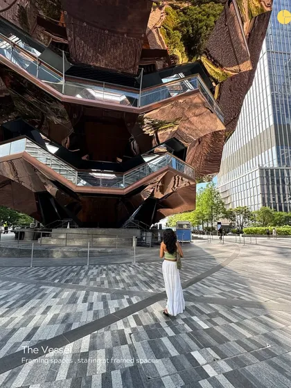 Art that made us pause on a recent trip to NYC. The Vessel, with its framing of space and statement presence, was a source of inspiration.