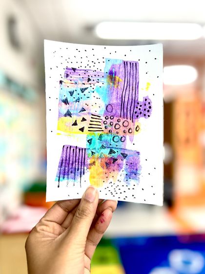 This piece combines watercolor washes with pen and ink patterns, a great example of the mixed-media projects we explore.
