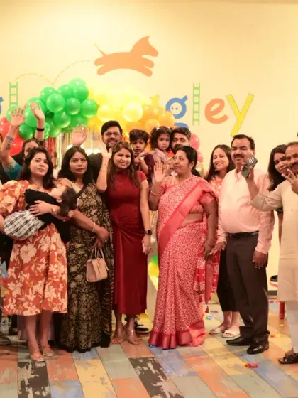 A large group of family and friends gathered for a celebration. Our space is perfect for bringing everyone together.