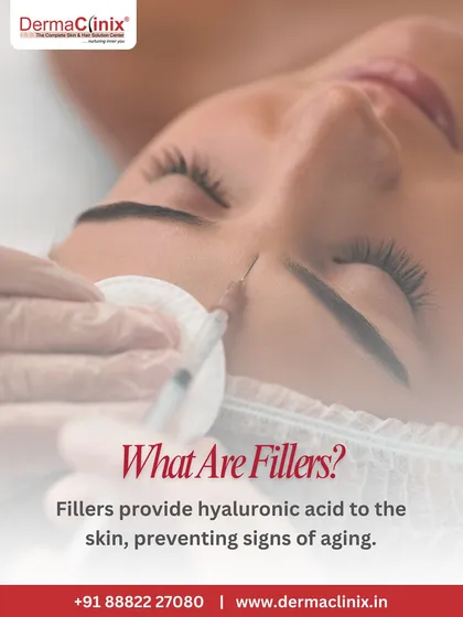 A patient receiving a filler injection. Fillers are primarily composed of hyaluronic acid, a substance naturally found in the skin, which helps prevent signs of aging by restoring hydration and volume.