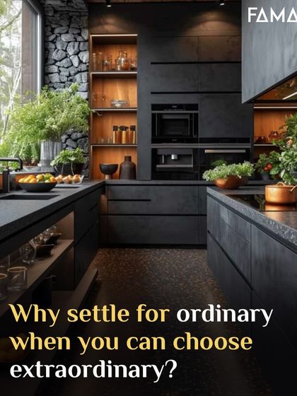 Why settle for ordinary when you can choose extraordinary? This kitchen, built with our signature M-Core™, combines rugged stone textures with sleek black finishes, all while offering unmatched performance and durability.