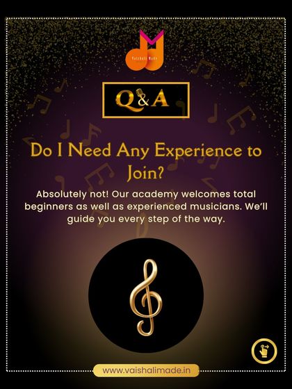 This Q&A graphic answers a crucial question for beginners: "Do I need any experience to join?" The answer is a welcoming "Absolutely not!" as we guide every student from the very beginning.