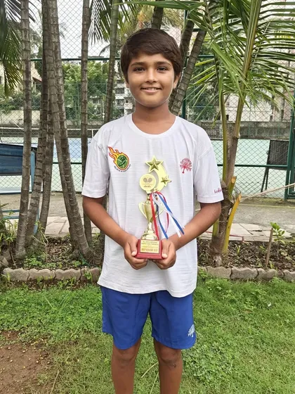 Aarav Chhallani after finishing as U-14 Doubles Runner-up in the All India National Series in Jaipur.