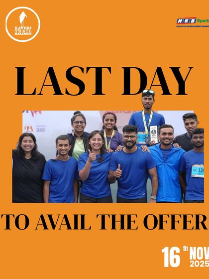 Final call. Today is the last day to grab the exclusive offer for the Kaveri Trail Marathon. Gather your crew and let's run.