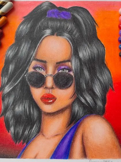 Another angle of the imaginative portrait, showing the color gradient in the background.