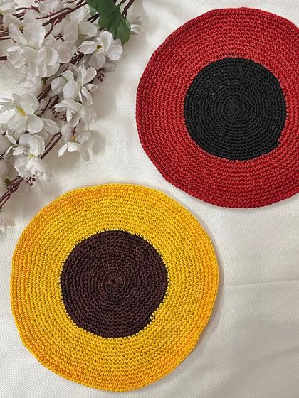 These simple, two-toned doilies are great for a minimalist look. I can create them in any color combination to match your decor.